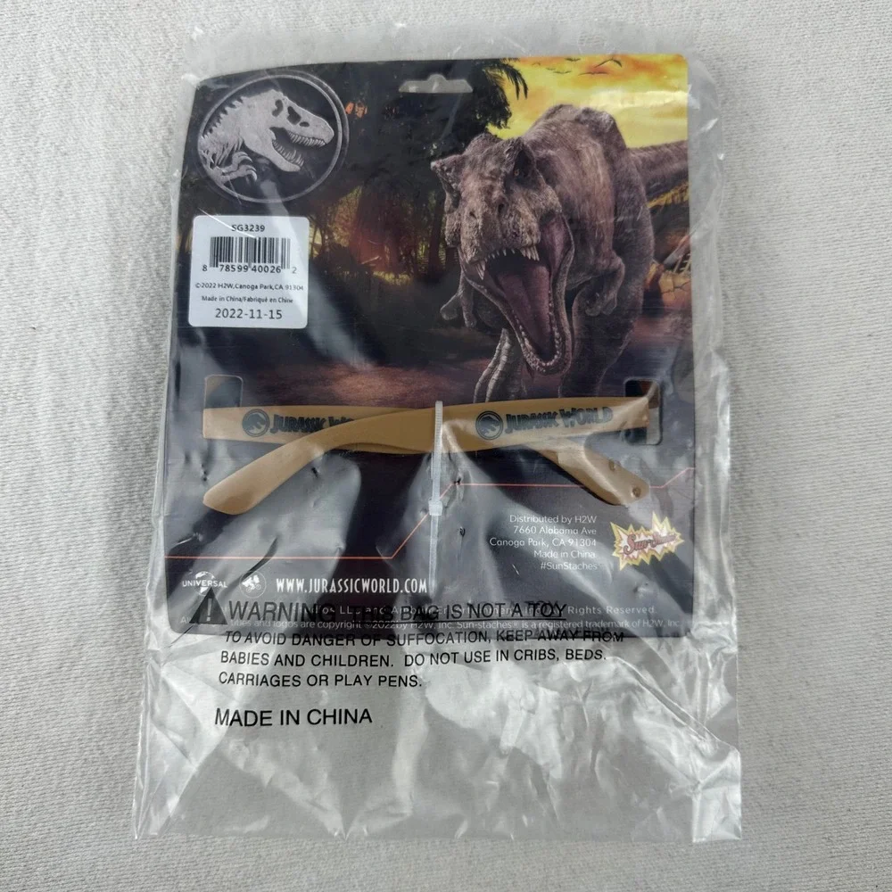Sun-Staches Sunstaches SG3239 T-Rex Jurassic‎ World Mask NWT